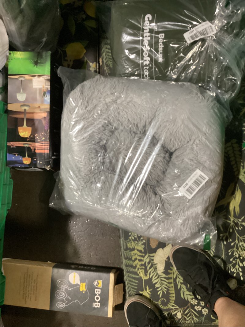 Condition photo showing New/Like New for jollyvogue small dog bed, calming dog beds for small dogs & indoor cats - 20 inches donut washable cat bed for kittens & puppies, round fluffy plush faux fur pet beds(smoke grey) 01 - smoke grey 20.0"l x 20.0"w x 6.0"th