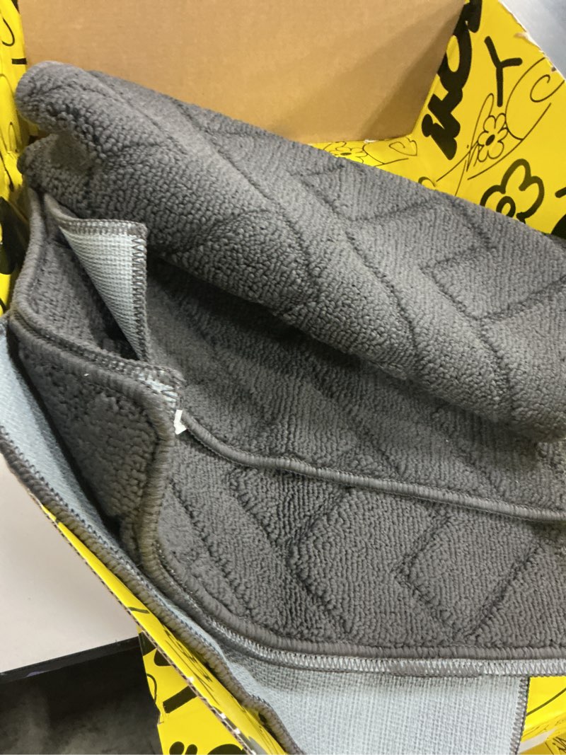 Condition photo showing As Is for chakme Bathroom Rugs Mat 24x17, Ultra Thin Non Slip Bath Mat Small Quick Dry Absorbent Bath Mat for Bathroom Floor, (Dark Beige, 24"x17") Dark Beige 1'5" x 2' (Rectangular)