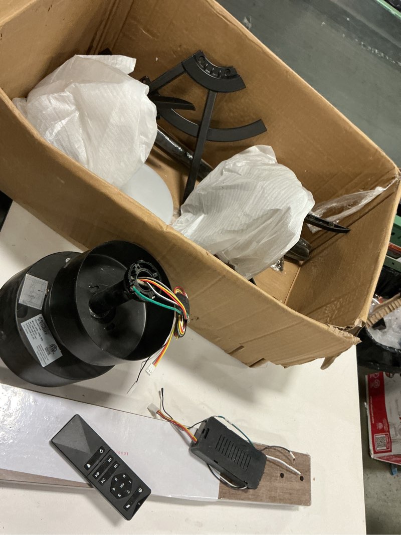 Condition photo showing As Is for Black-with-Brown-Blades-Color-changing-Indoor-Propeller-Ceiling-Fan-with-Light-and-Remote-8-Blade/