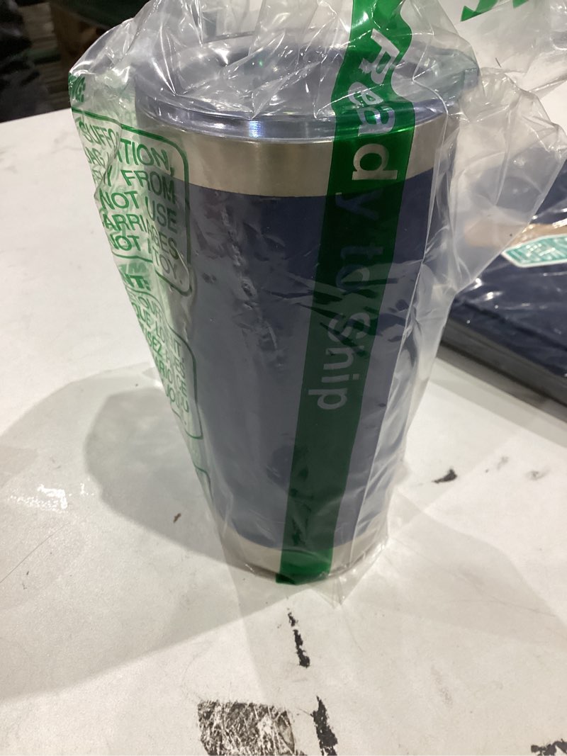 Condition photo showing As Is for 20oz Tumbler Bulk Stainless Steel Vacuum Insulated Tumblers with Lid Double Wall Travel Mug, Durable Powder Coated Coffee Cup, Suitable for Ice Drinks and Hot Beverage (Navy 1pack)