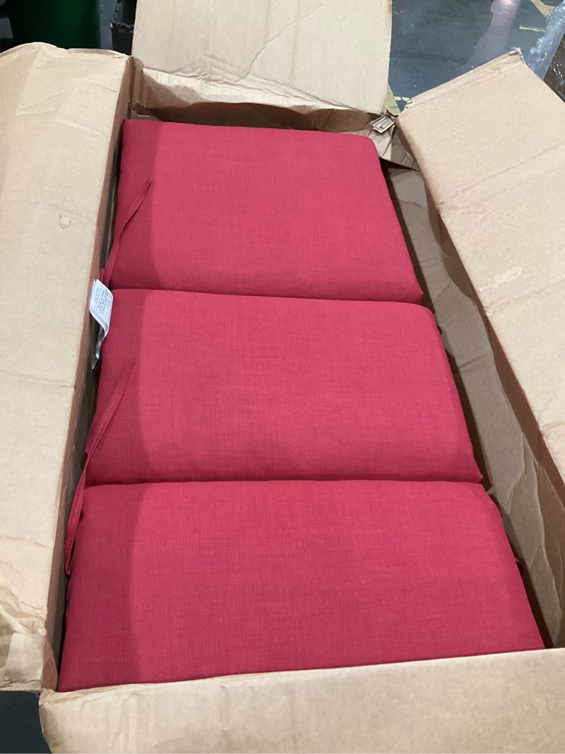 Condition photo showing Good Condition for arden selections outdoor chair cushion, 21 x 20, rain-proof, fade resistant 20 x 21, ruby red leala