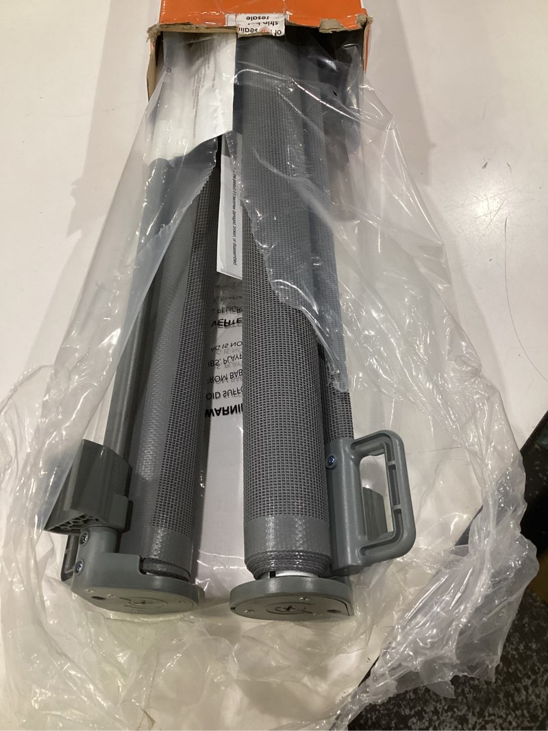 Condition photo showing Good Condition for (incomplete parts)2pcs retractable baby gates, mesh dog gate for doorways, 33.6\" tall, expands to 55\" wide,pet safety essential fit for baseboards, wide toddlers gates for hallways, indoor & outdoor,grey (2 pack)55\" wide gray