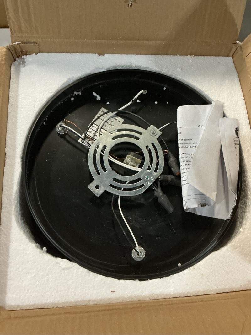 Condition photo showing As Is for industrial black metal cage semi flush mount ceiling light fixture, modern farmhouse wood close to ceiling lighting for hallway entryway bathroom laundry closet 1 light edison e26 17160 black 1-light 17160