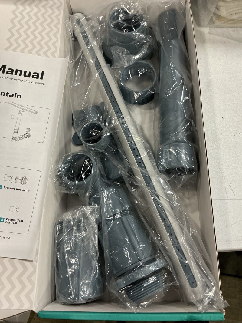 Condition photo showing Good Condition for poolhacker original pool sprinkler fountains for above and in-ground pools, adjustable whale tail waterfall wide width for relaxation & cooling, 10-20 degrees, gray original whale tail