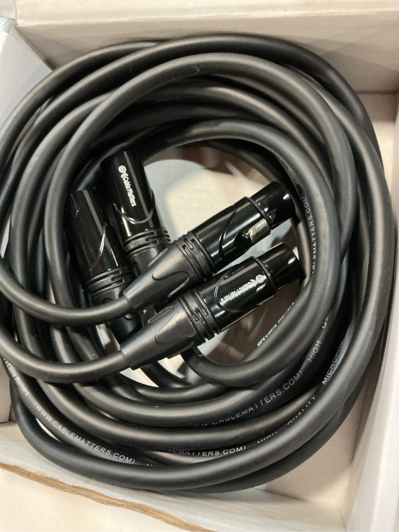 Condition photo showing New/Like New for cable matters 2-pack premium xlr to xlr cable, microphone cable, m-f, 10ft | mic cable, male to female, 21 awg oxygen-free copper (ofc), black 10 feet