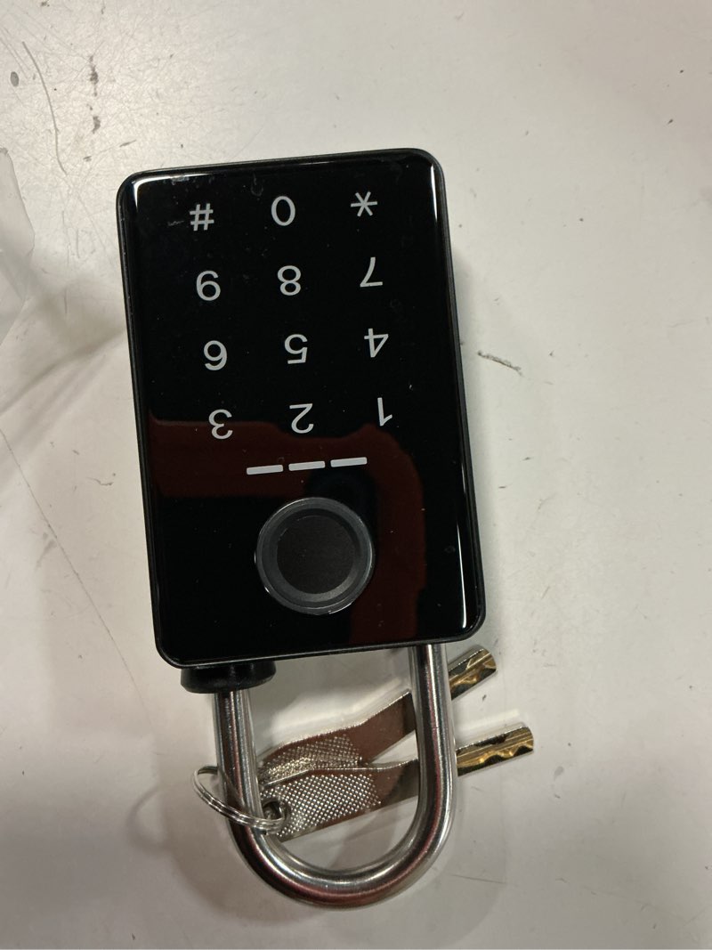 Condition photo showing Good Condition for lokko outdoor padlock, smart outdoor gate lock, waterproof heavy duty bluetooth keyless rechargeable lock, fingerprint & rfid for yard gate, garden gate, shed, package drop box, toolbox, storage box 9/32?? shackle