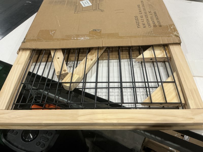 Condition photo showing Good Condition for yocan extra wide adjustable dog gate for doors, stairs - 23.6" h, 23.6"-45.3" wide, pet safety gate, freestanding wood & metal frame - no drill pressure mount, indoor safety barrier (black/natural) h: 23.6" w: 23.6"-45.3"