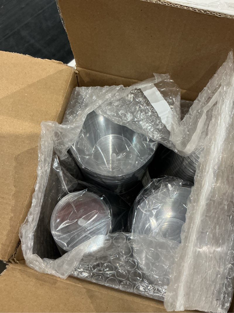 Condition photo showing Good Condition for wellife 120 pcs black plastic cups,disposable cocktail glasses,plastic wine glasses disposable,9 oz clear cups for party g-black rim 120pcs