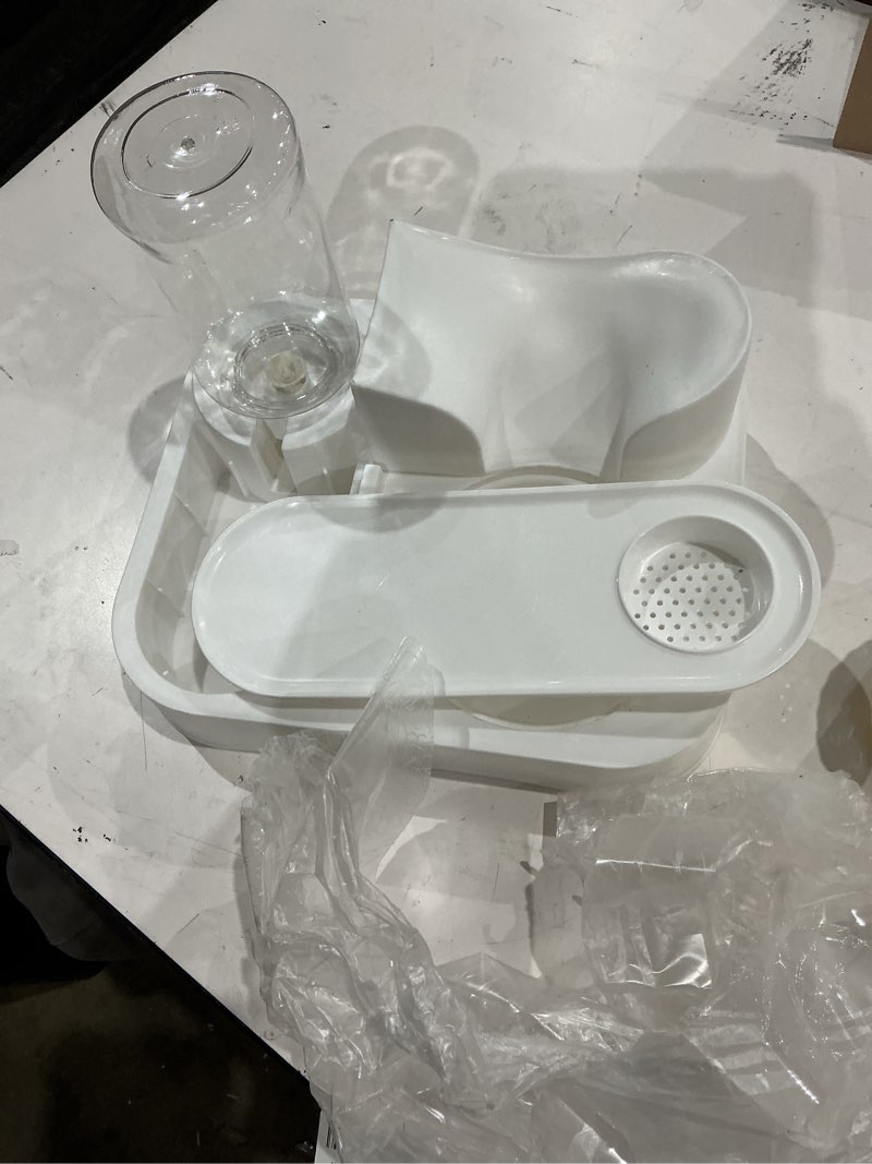 Condition photo showing As Is for (incomplete, missing pieces, as is)automatic gravity cat feeder with stainless steel food bowl, 2 in 1 cat feeder and water dispenser combo detachable pet water and food dispenser set for puppy kitten small dog(gray) ?grey?