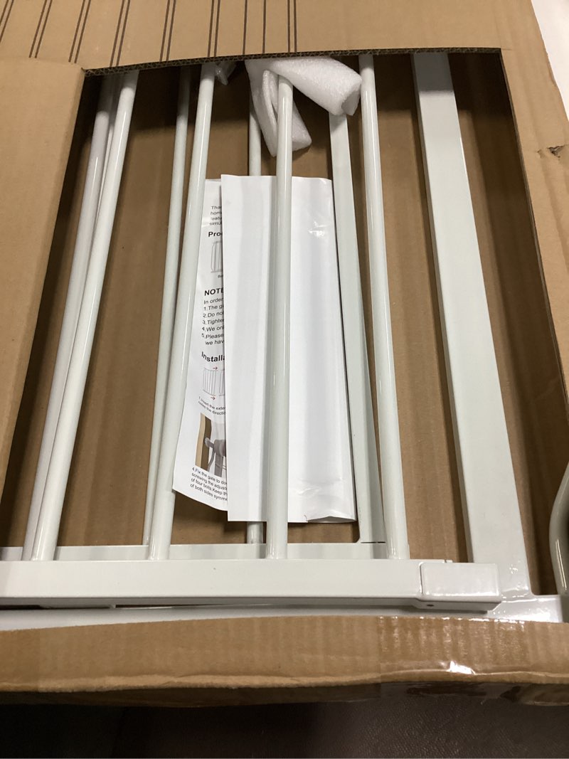 Condition photo showing Good Condition for Extra Wide Baby Gate 57.5-62.2 Pressure Mounted,Child Dog Pet Safety Gates with Walk Through Door for Doorways Stairs No Drilling in Door,White 57.5--62.2inch