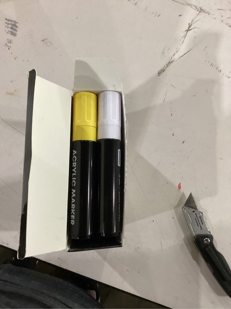 Condition photo showing Good Condition for sruoloc 12 colors jumbo markers, 15mm jumbo felt tip, acrylic paint markers for rock painting, poster, stone, ceramic, glass, wood, canvas multicolor