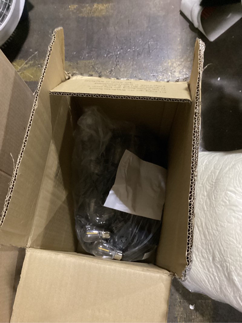 Condition photo showing Good Condition for svater outdoor string lights led 105ft, commercial grade patio light with 1w dimmable s14 shatterproof bulbs, etl listed heavy-duty outside waterproof cafe bistro market lighting warm white