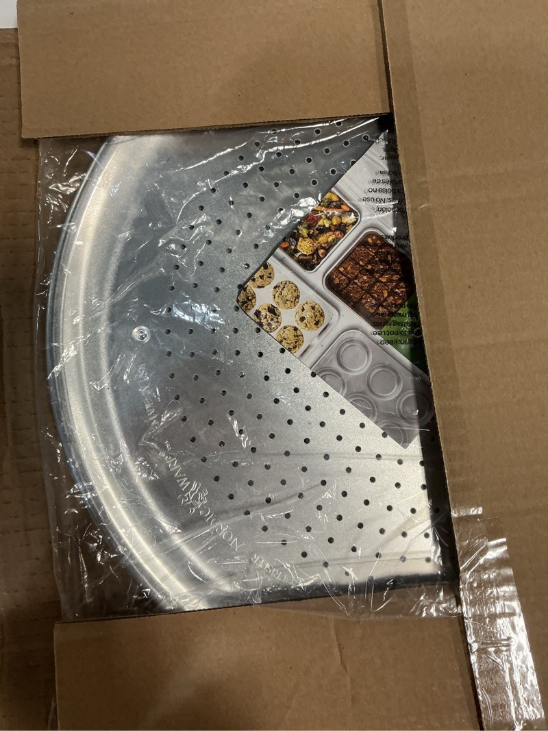 Condition photo showing New/Like New for Nordic Ware Naturals 16" Air Crisp Perforated Aluminum Pizza Pan, Set of 1 16-Inch 16" Crisper, 1-Pack