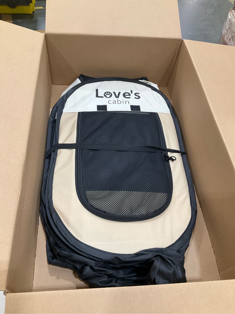 Condition photo showing Good Condition for love's cabin pet puppy dog playpen, small dog tent crates cage indoor/outdoor, portable playpen for cat, foldable pop up dog kennel playpen with carring case, removable zipper top, grey grey small