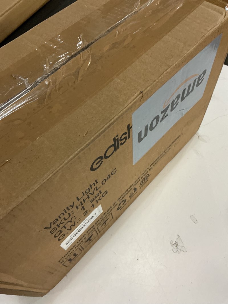 Condition photo showing Good Condition for EDISHINE Bathroom Light Fixtures, 3-Light Bathroom Vanity Light Over Mirror, Brushed Nickel Wall Sconces Lighting with Clear Glass Shade Modern Bath Wall Mount Lamp for Vanity Table, Powder Room Silver