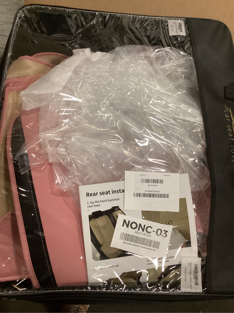 Condition photo showing As Is for pink car seat covers,5 seats universal seat covers for cars,luxury leather comfortable automotive car seat protector universal fit for most cars suv sedans full set pink