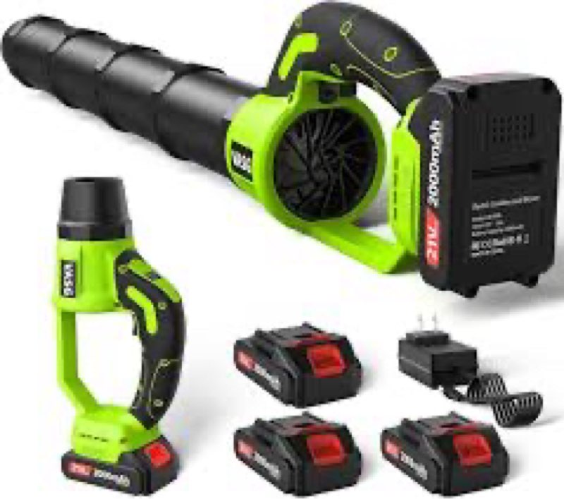 vasg leaf blower cordless, 3 x 21v batteries & fast charger set, greenvasg