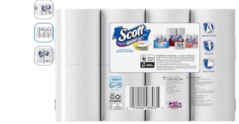 scott 1000 sheets per roll toilet paper, bath tissue, 18 rolls (pack of 1)