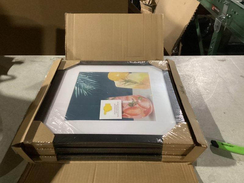 Condition photo showing As Is for THREELOVE 14x14 Frame Black, Display Picture 10x10 with mat or 14x14 without mat, Photo Poster Picture Frame Wall Mounting Home Decor, 3 PCS