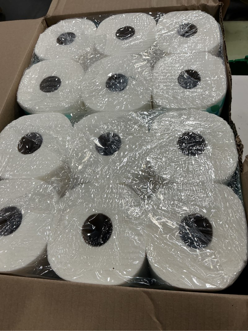 Condition photo showing New/Like New for amazon brand - presto! flex-a-size paper towels, 158 sheet huge roll, 12 rolls (2 packs of 6), equivalent to 38 regular rolls, white 6 count (pack of 2) white