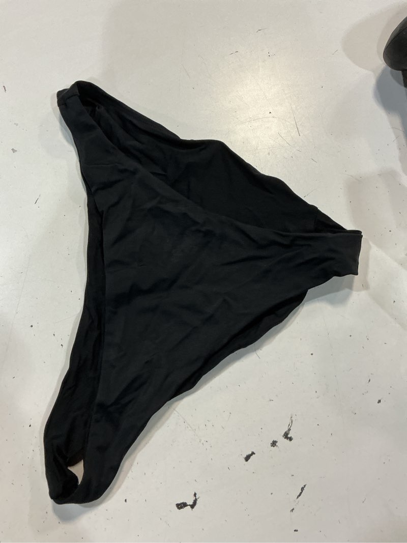 Condition photo showing As Is for italian low-rise bikini bottom, l, black