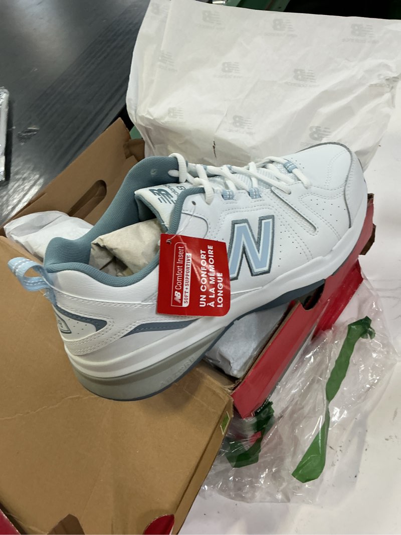 Condition photo showing New/Like New for new balance women's 608 v5 casual comfort cross trainer 12 white/light blue