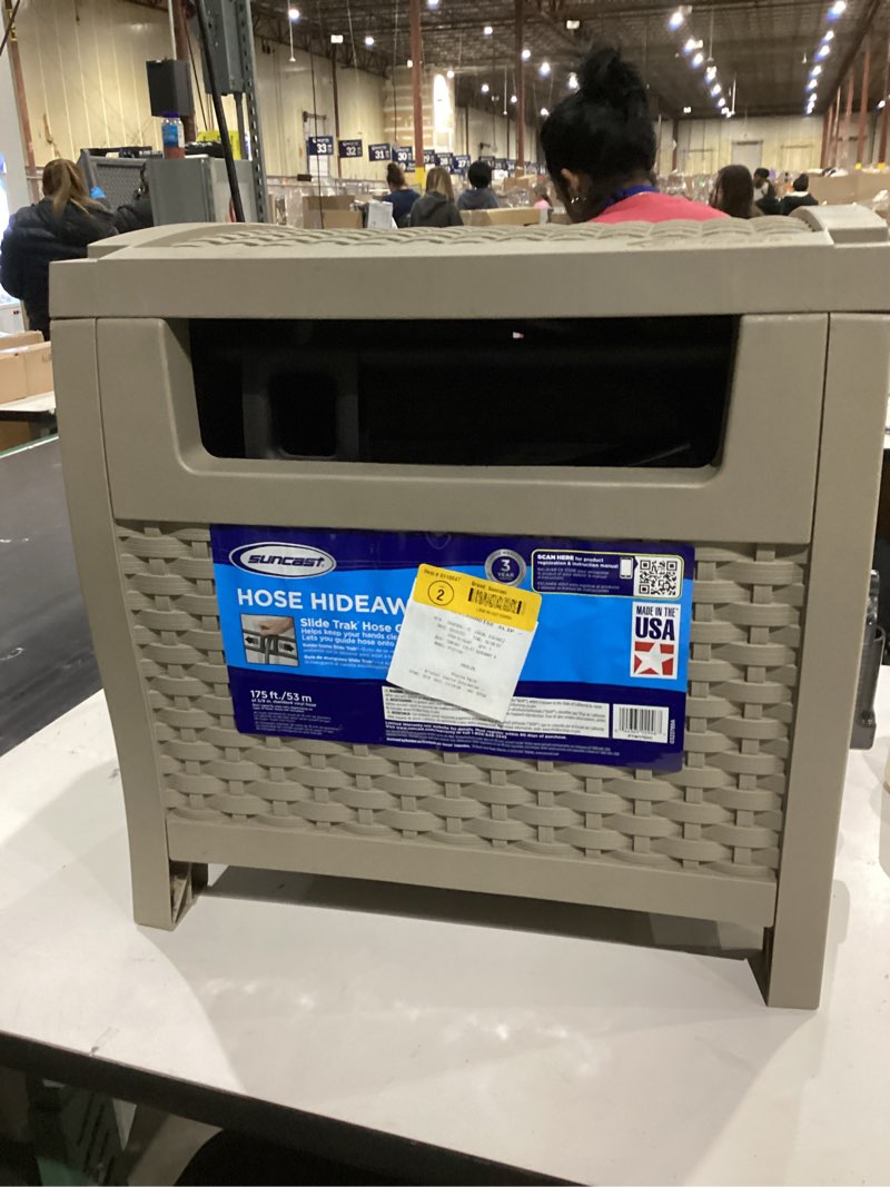 suncast slide trak hideaway plastic 175-ft container hose reel