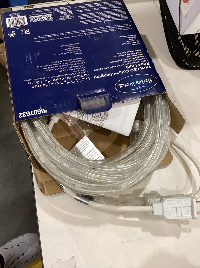 Condition photo showing As Is for harbor breeze indoor/outdoor 24-ft integrated led multicolor rope light