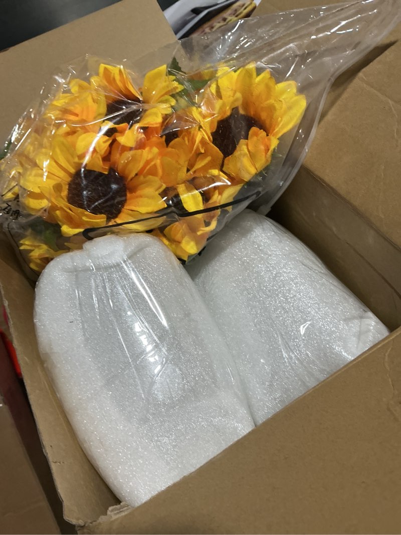 Condition photo showing Good Condition for 43 pcs/ 6 set sunflower mason jar table centerpiece mason jar vases faux floral with rope boho rustic flower table decoration for reception engagement party bridal shower wedding 44 sunflower