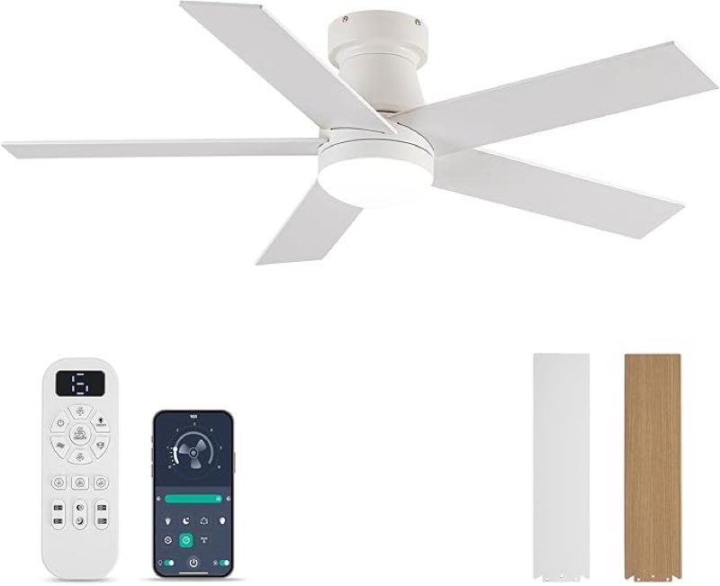 ourstar ceiling fans with lights and remote control, white low profile ceiling fan with light 3-colo