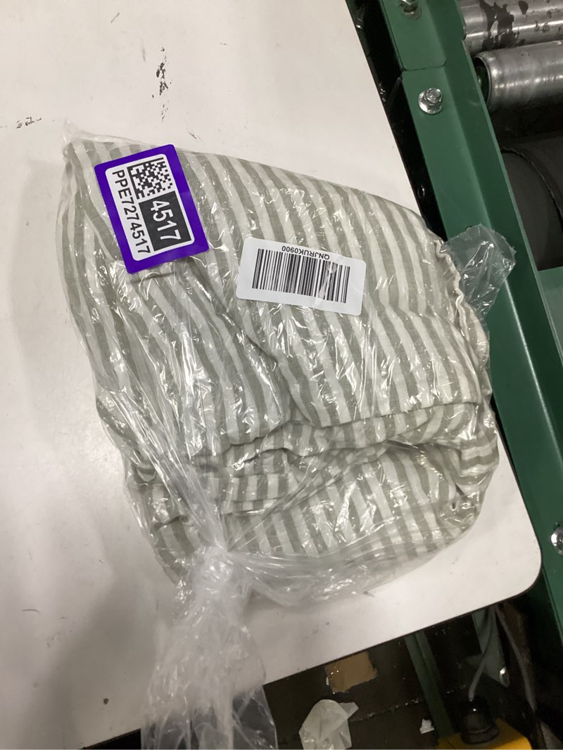 Condition photo showing Good Condition for european linen sham set, king, willowleaf/white stripe