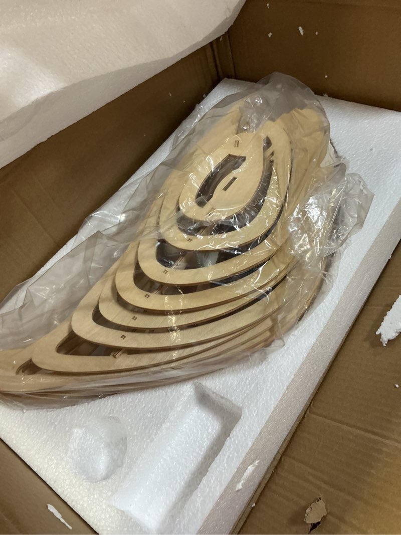 Condition photo showing Good Condition for Wood Whale Fish Shaped Pendant Light Fixture,1-Lights Creative Chandelier, Woven Ceiling Hanging Light for Kitchen Island Nursery Living Room Hotel Lobby Reception Room