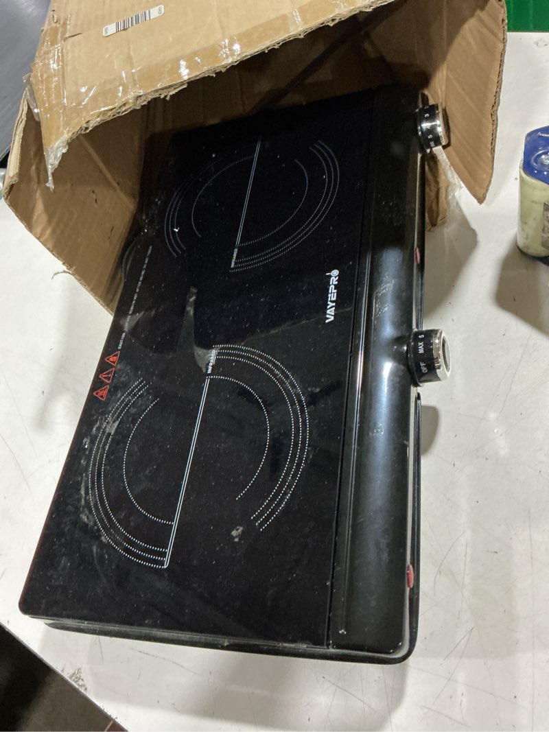 Condition photo showing Good Condition for infrared double burner electric cooktop - 1800w portable stove, heat-up in seconds, countertop cooktop for dorm, compatible with all cookware 20*12*3.8inch