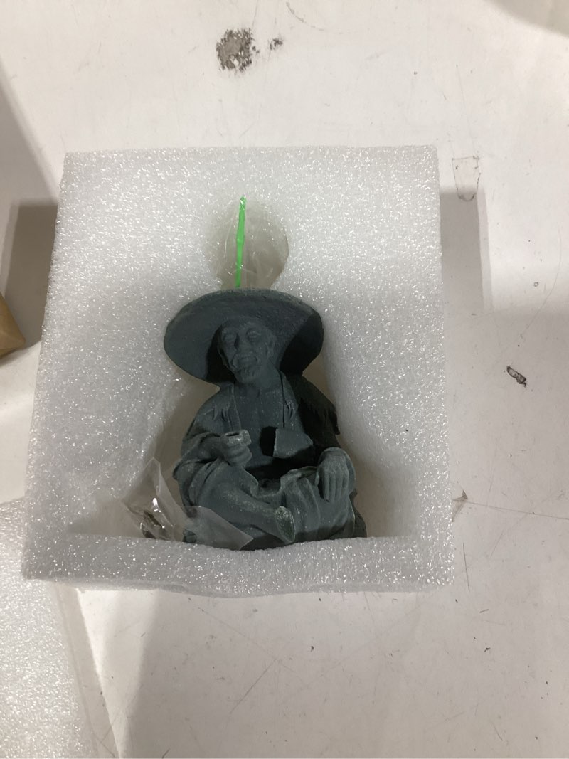 Condition photo showing Good Condition for livelyfish Mini Fisherman Statue Asian Zen Decoration Sitting Fishing Figurines Sandstone Vintage Ornament for Aquarium Fish Tank Pot Garden Home Japanese Decor (D2)