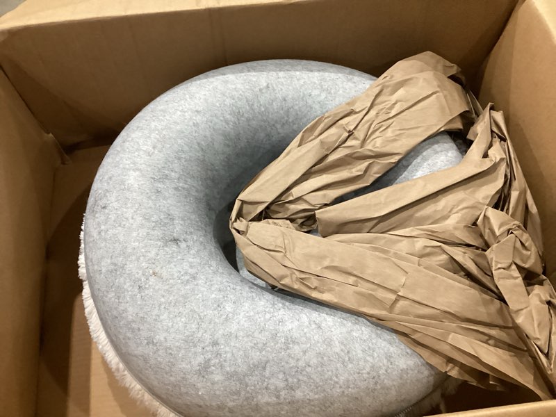 Condition photo showing item condition for cattasaurus peekaboo cat cave for multiple & large cats up to 30-45 lbs, fluffy cat beds for indoor cats, scratch detachable & washable tunnel bed, comfy donut cave (light gray, large (calming)) light gray (calming) large