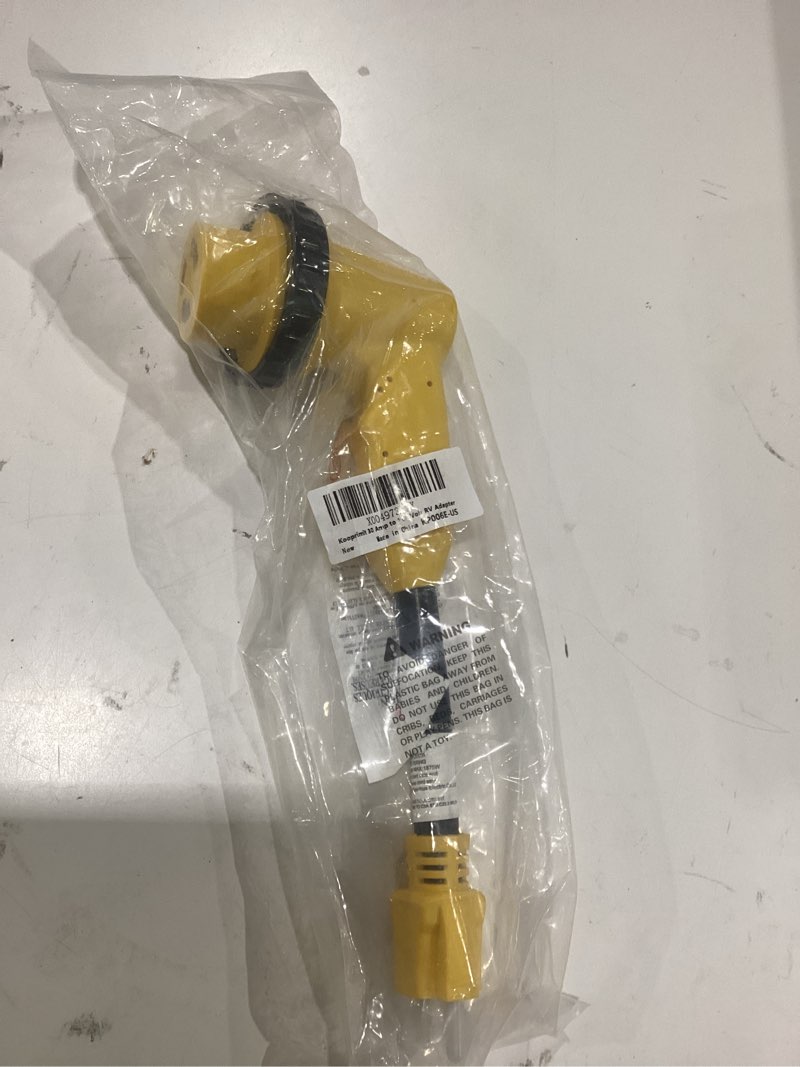 Condition photo showing Good Condition for rv 30 amp to 110 adapter with locking connector, 30 amp to 15 amp rv adapter, nema 5-15p to nema l5-30r electrical power adapter with upgraded grip handle, etl listed, 3-year warranty