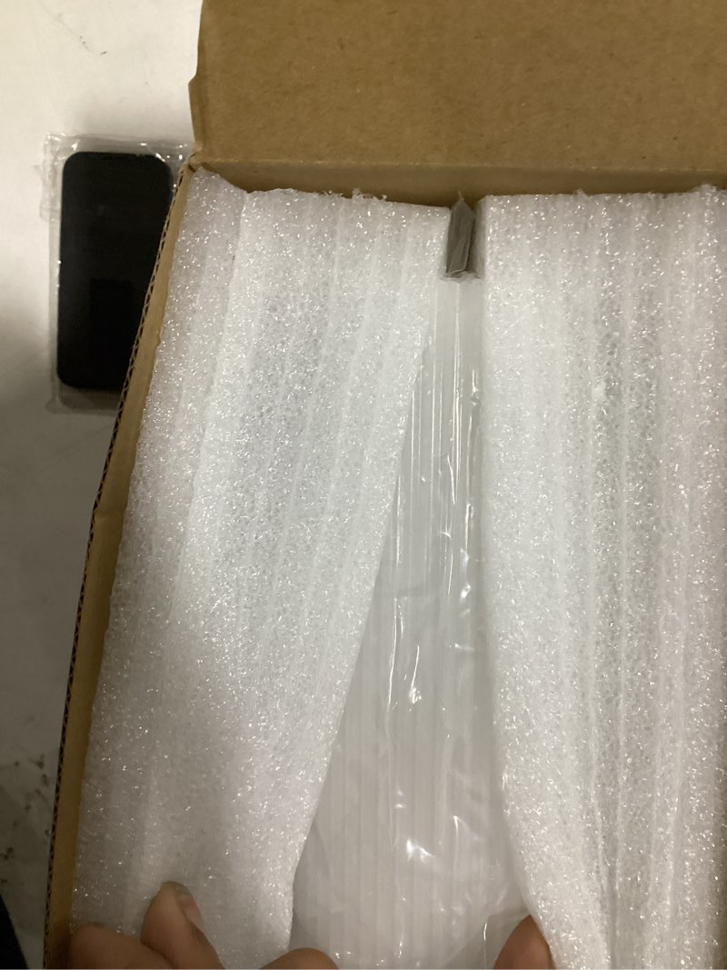 Condition photo showing New/Like New for white ribbed flameless pillar candles with remote, flat top flickering led wax battery candles set of 4, ? 3" h 4" 5" 6" 8" white set of 4