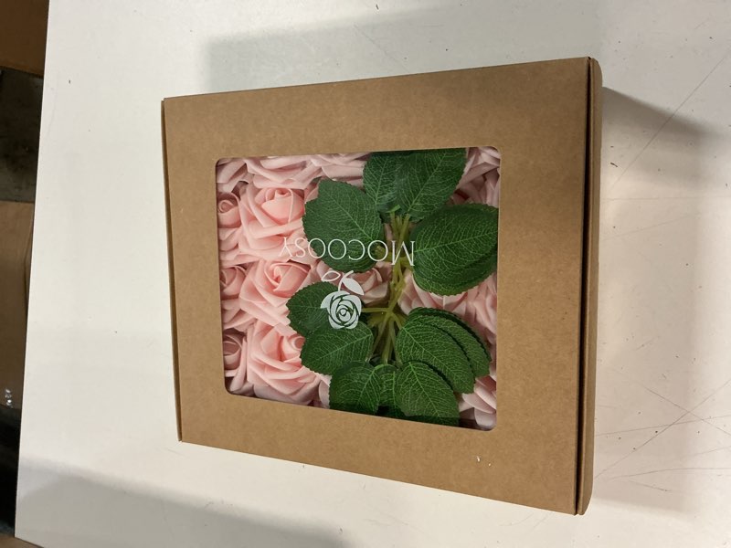 Condition photo showing New/Like New for mocoosy 50pcs artificial rose flowers, blush pink roses real touch foam fake rose bulk with stem for wedding bouquets centerpieces bridal shower party home diy artificial flower arrangement decoration