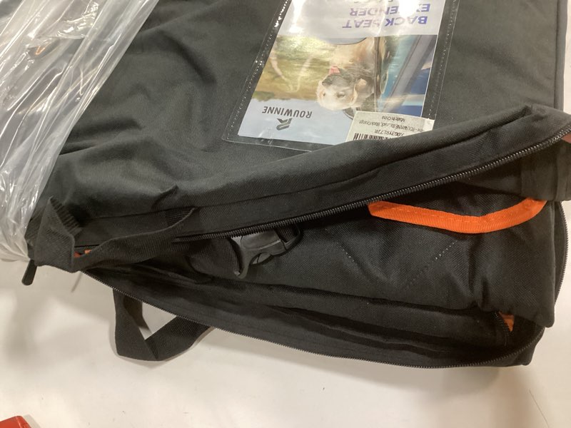 Condition photo showing Good Condition for Back Seat Extender for Dogs - Holds 420lb, Hard Bottom Dog Bed Back Seat Cover, Pet Car Seat Cover Backseat Extender,Upgraded Material Waterproof Dog Hammock for Car?SUV, Truck, Black/Orange L Orange For Cars/ Mid-Size SUV/ Small Truck
