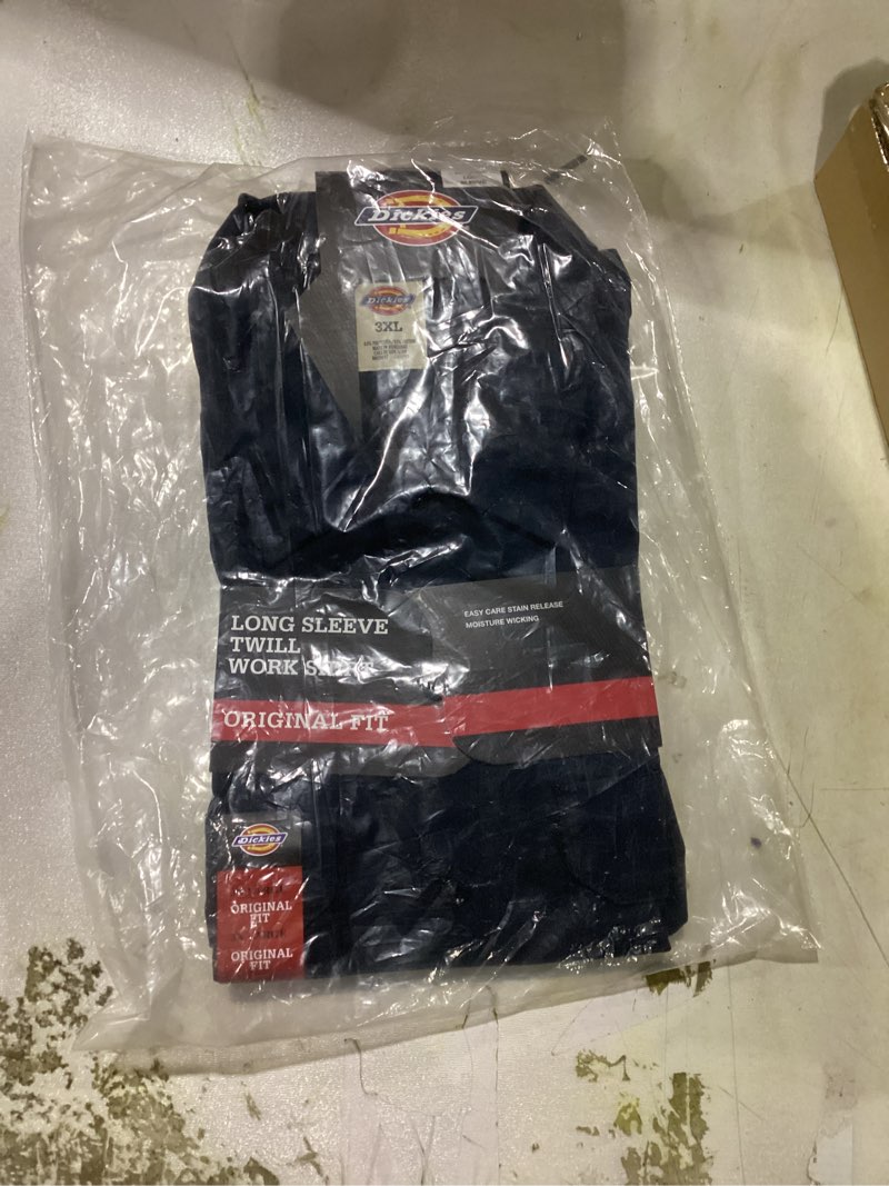 Condition photo showing New/Like New for Dickies Men's Big-Tall Long Sleeve Work Shirt 3X-Large Big Tall Dark Navy