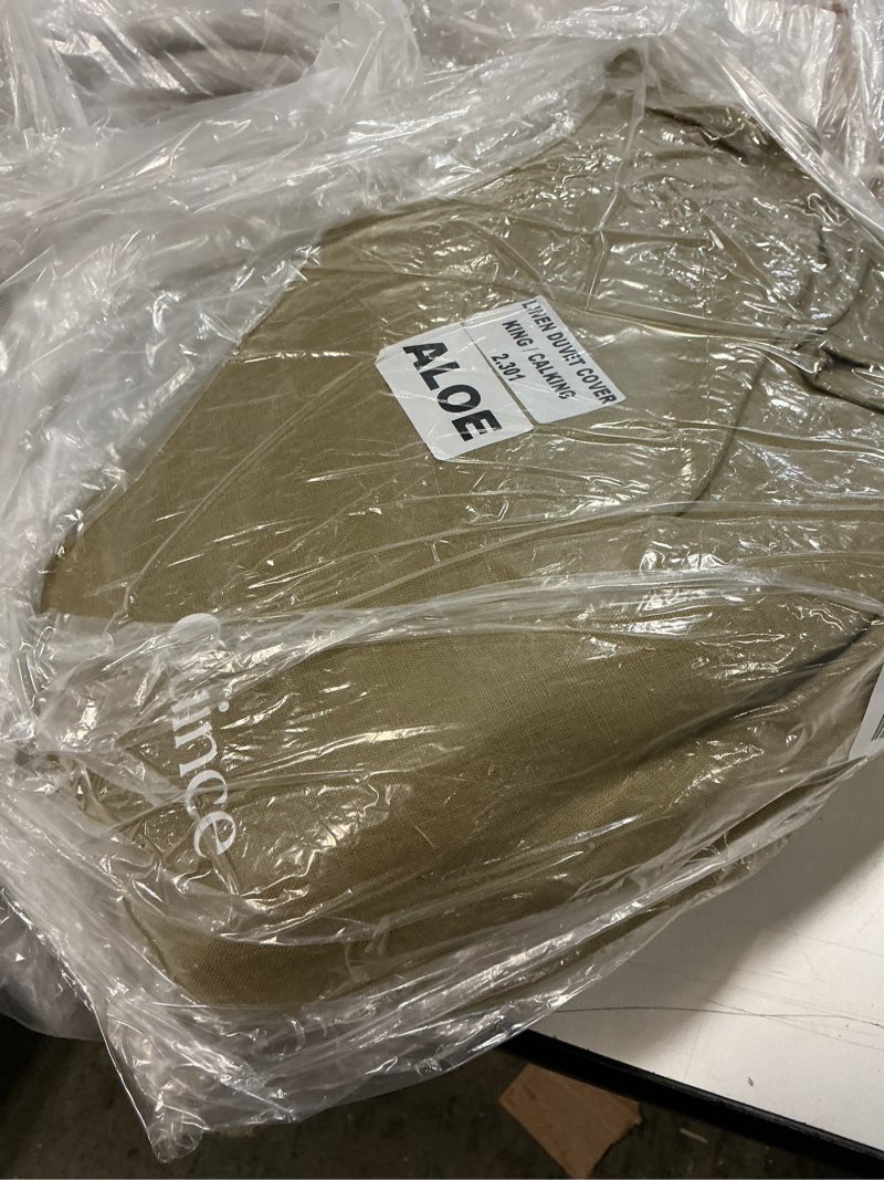 Condition photo showing New/Like New for european linen duvet cover, king/cal king, aloe