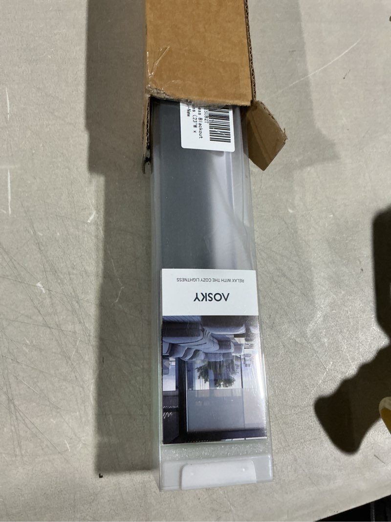Condition photo showing Good Condition for aosky cordless roller shades blackout blinds for windows room darkening rolled up shades with spring system, uv protection window shades door blinds for home and office (23" w x 72" h, black) 23"w x 72"h black