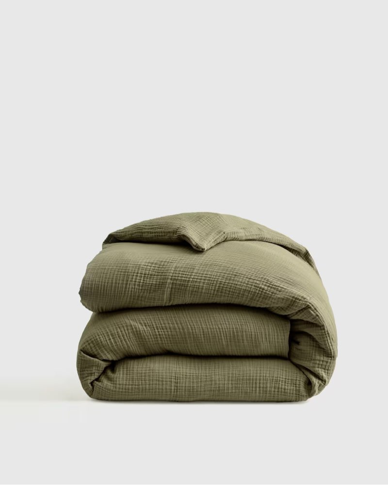 Organic Airy Gauze Duvet Cover Color: Olive Size: King/Cal KingSize 