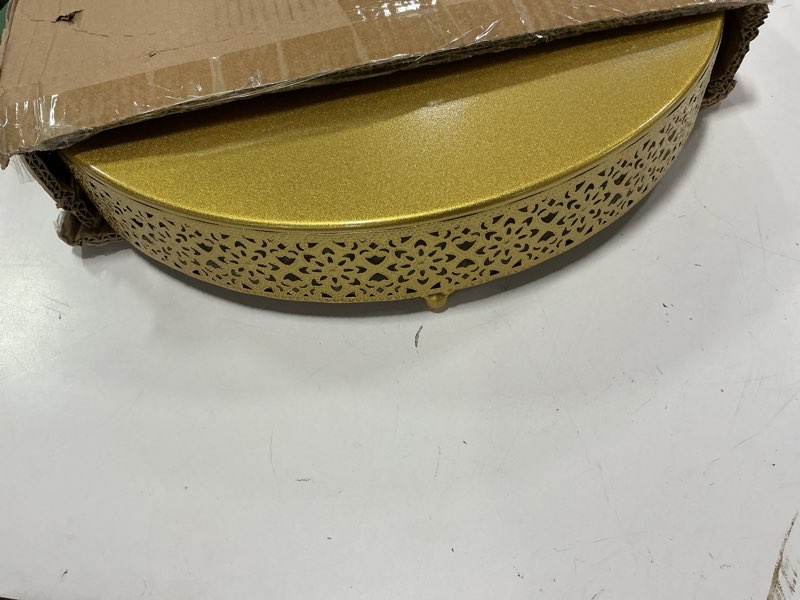 Condition photo showing Good Condition for Wenqik Cake Stand 16 Inch Round Metal Cupcake Dessert Wedding Cake Stand Cookies Display Holder Fruit Serving Tray for Table Wedding Birthday Anniversary Party(Gold) Stylish Gold 16 Inch