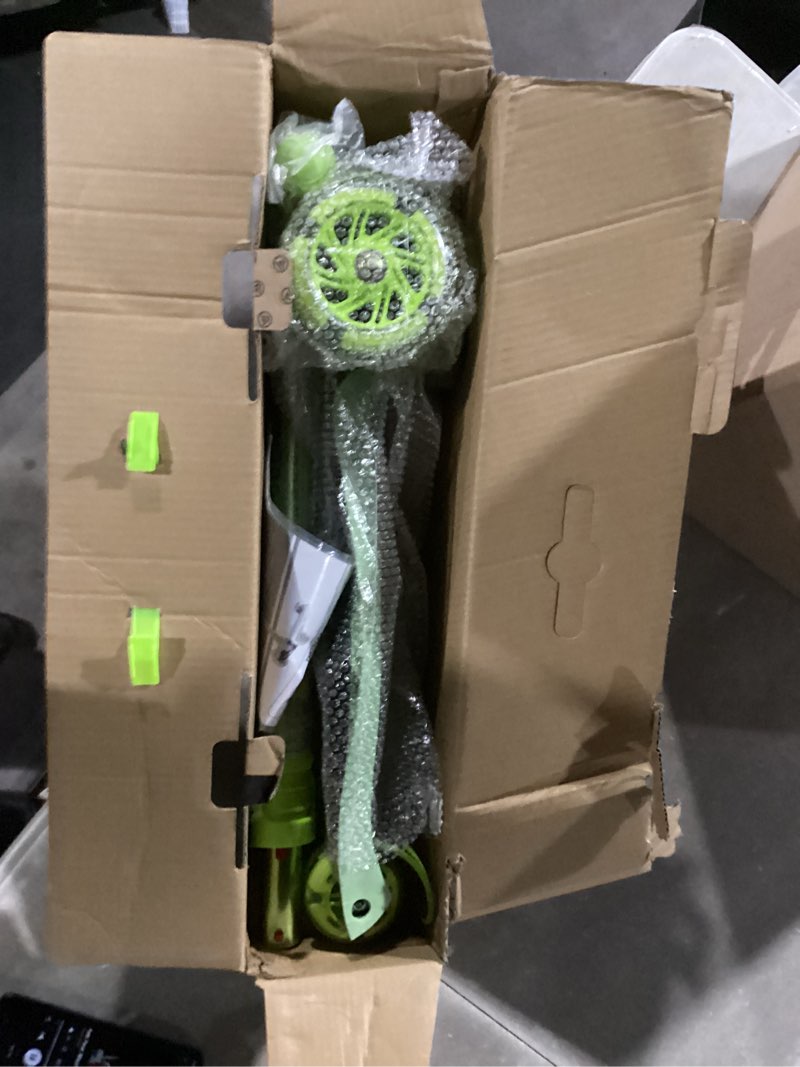 Condition photo showing Good Condition for 3 wheel scooter for kids ages 6-12,kids scooter with light up wheels, sturdy deck design, and 4 height adjustable suitable for kid ages 3-12 green