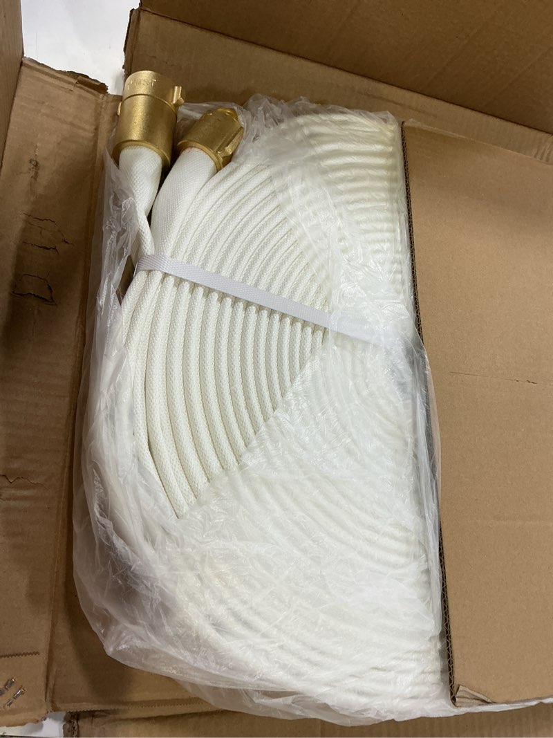 Condition photo showing Good Condition for zyfire fire hose - 1" id x 100 ft double jacket tpu firefighter hose with m x f nst/nh brass couplings 1200 psi burst pressure lightweight for firefighting & residential use nst/nh thread 1'' × 100 ft