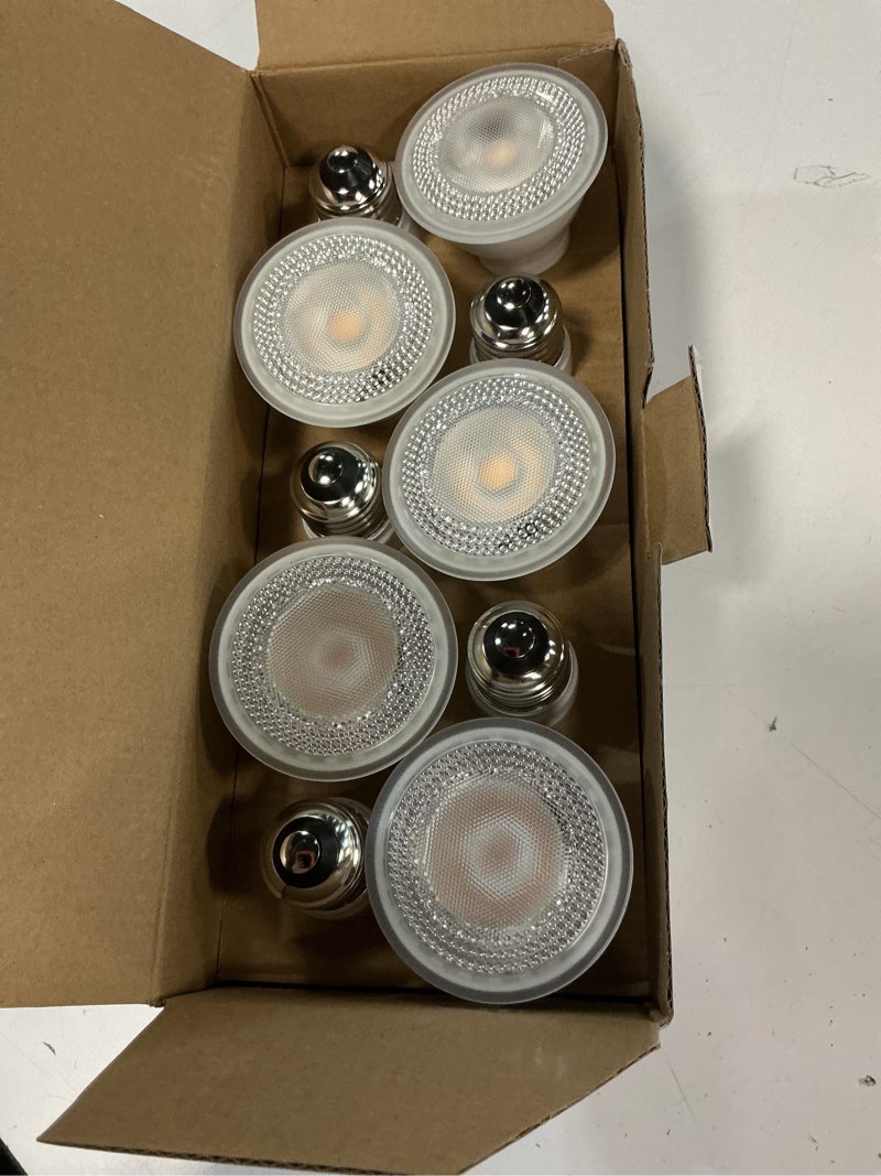 Condition photo showing New/Like New for Sunco 10 Pack PAR20 LED Bulbs 75W Equivalent 7W, Dimmable 2700K Soft White, 470 LM, E26 Medium Base, IP65 Waterproof, Indoor Outdoor Flood Light - UL