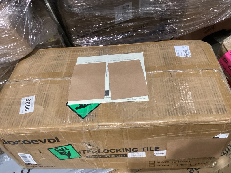 Condition photo showing As Is for 60-Pcs Interlocking Tile, Indoor/Outdoor Drainage Interlocking Floor Tiles 11.8" x 11.8", Anti-Slip Waterproof Soft PVC Splicing Flooring Tile for Garage Patio Pool Bathroom, Grey Grey 60-Pack