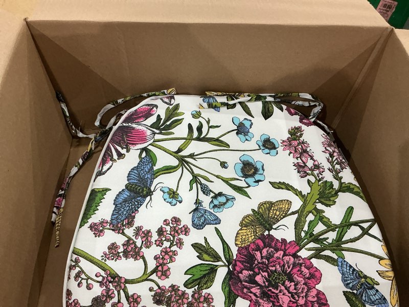 Condition photo showing Good Condition for outdoor chair cushions set of 2,patio seat cushion 17"x16"x2",u-shaped dining chair cushion 17 by 16 inch,water resistant,fade-resistant chair pads for kitchen garden furniture(butterfly flower) butterfly flower set of 2
