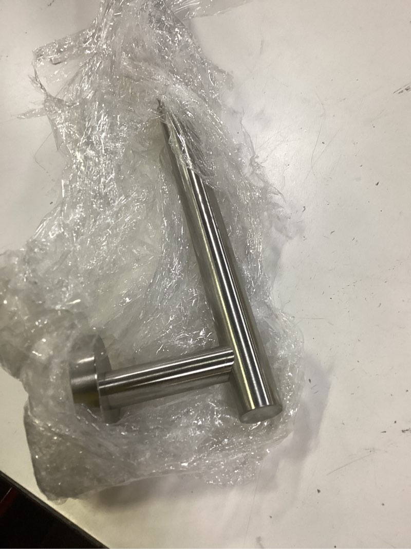 Condition photo showing As Is for HITSLAM Brushed Nickel 25.7 Inch Towel Bar for Bathroom, SUS304 Stainless Steel Bathroom Towel Rack Wall Mounted, Modern Home Decor Bath Towel Holder with Hardware Accessories